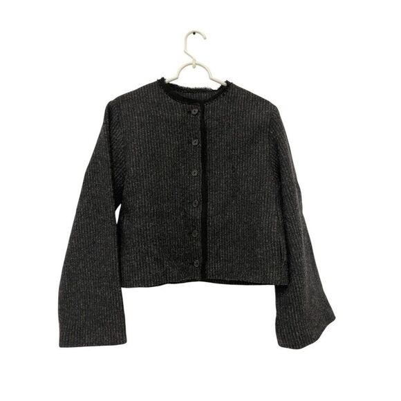 Massimo Dutti Womens Jacket Small S Gray Wool Button Up Long Sleeve 6004/562 NWT - Picture 2 of 11